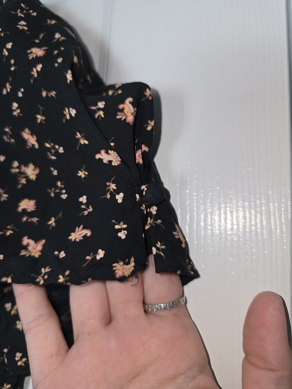 Madewell Black Floral Faux Wrap-Style Midi Dress Size 10 - Picture 6 of 12